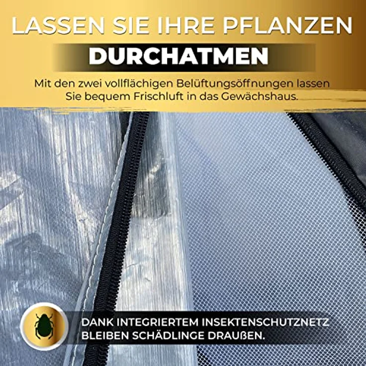 Bio Green Überwinterungszelt/Foliengewächshaus Tropical Island Breeze L | hochwertige RainExo-Folie | 2 große Belüftungsöffnungen | 200 x 240 cm, grün – Bild 4