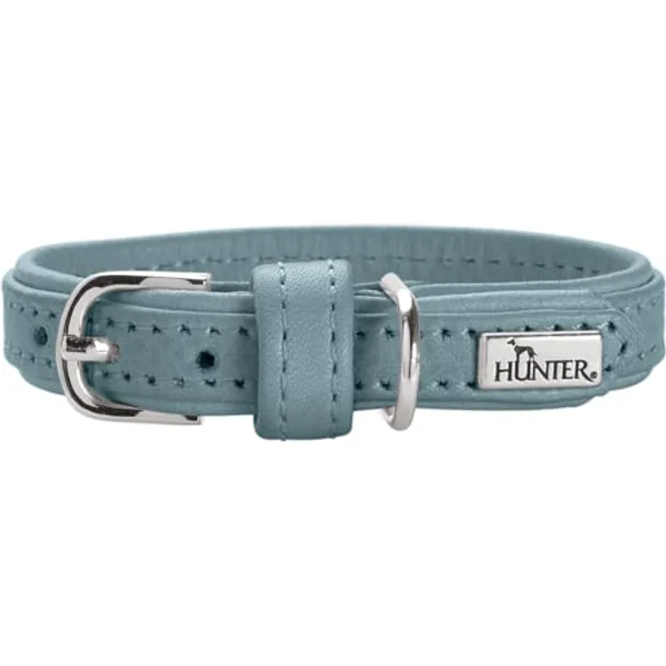 HUNTER Hundehalsband SOHO Mini, hellblau, Rindsleder, weich & geschmeidig, fellschonend, leicht, für kleine Hunde & Welpen, Made in Germany, Größe: 24