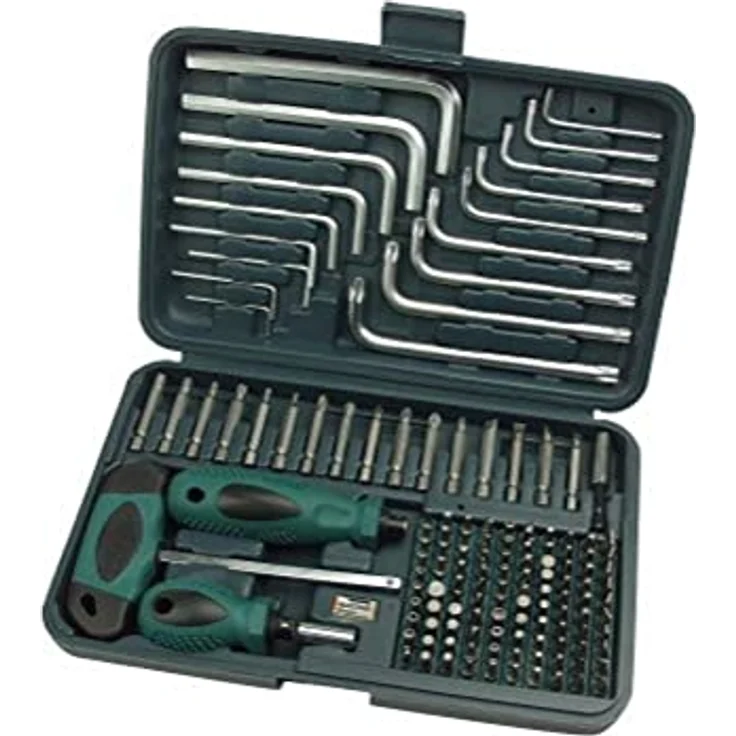 Brüder Mannesmann M29805, 139-teiliges Bit-Set aus Chrom-Vanadium-Stahl mit Winkelschraubendrehern und magnetischem Bithalter – Bild 2