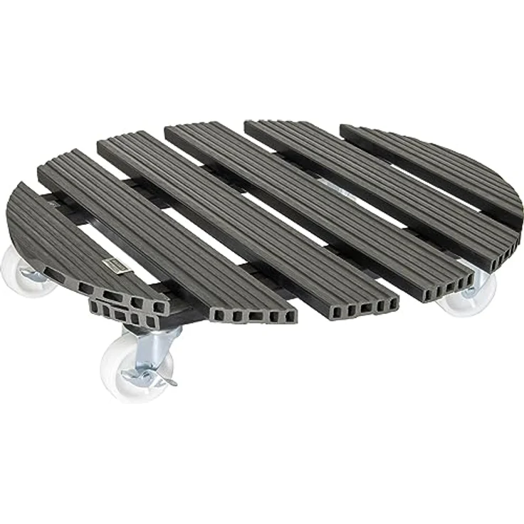 WAGNER Pflanzenroller WPC Ø 50 x 11 cm I Pflanzenroller & Blumenroller für Außenbereich + Innenbereich, anthrazit I Kübelroller aus Wood Plastic Composite I Tragkraft 100 kg - 20056501 – Bild 2