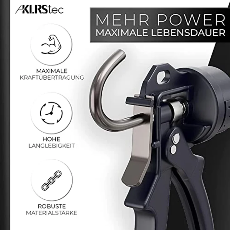 KLRStec Kartuschenpistole - Kartuschenpresse mit maximaler 25:1 Übersetzung - Profi 4K Kartuschenpistole für alle gängigen 150-300ml Dicht- und Klebstoff-Kartuschen, Silikon, Acryl, Mörtel etc. - Preisvergleich – Bild 2