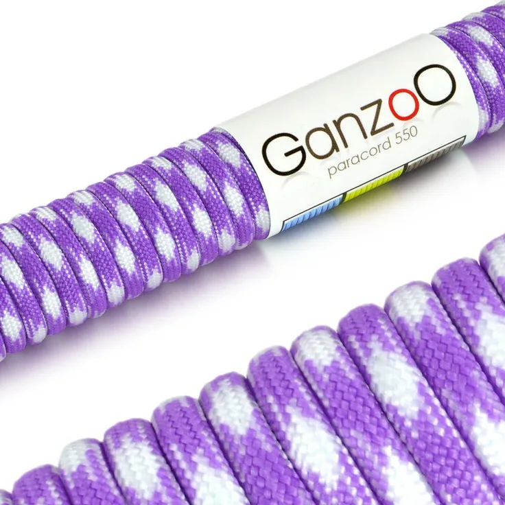 Ganzoo Paracord 550 Seil / Typ III / Mehrfarbig - Reißfestes Kernmantel-Seil mit 7 Kernsträngen, 250kg Bruchlast