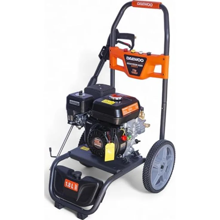 DeTec DAEWOO Benzin Hochdruckreiniger 207 bar, 7 PS mit Messing Pumpenkopf, 12 m Hochdruckschlauch, 4 Schnellwechseldüsen, ideal für Steinreinigung – Bild 1