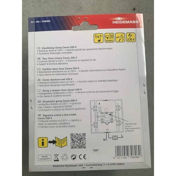 Heidemann 70606 Gong 230V max 83 dBA Reinweiß – Bild 3