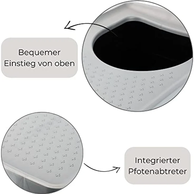 GarPet XXL Hop-In Katzenklo Katzentoilette Top Entry Jump-In Haubentoilette Groß Einstieg Oben Katzen WC Klo schwarz – Bild 4
