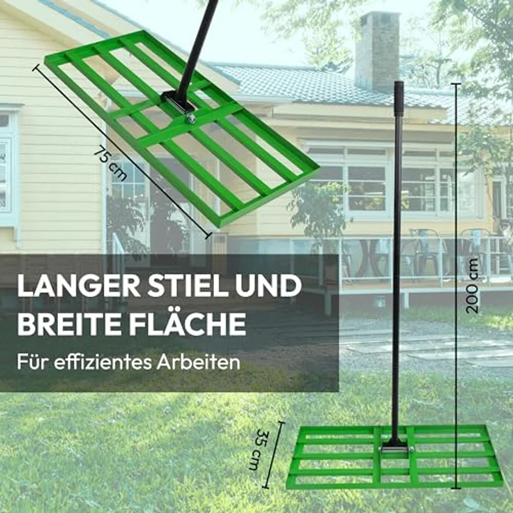 NovaTerra Rasen-Nivellierrechen 75x35cm, mit 200 cm langem Metallstiel, ideal zur Rasenpflege und Sandverteilung – Bild 3