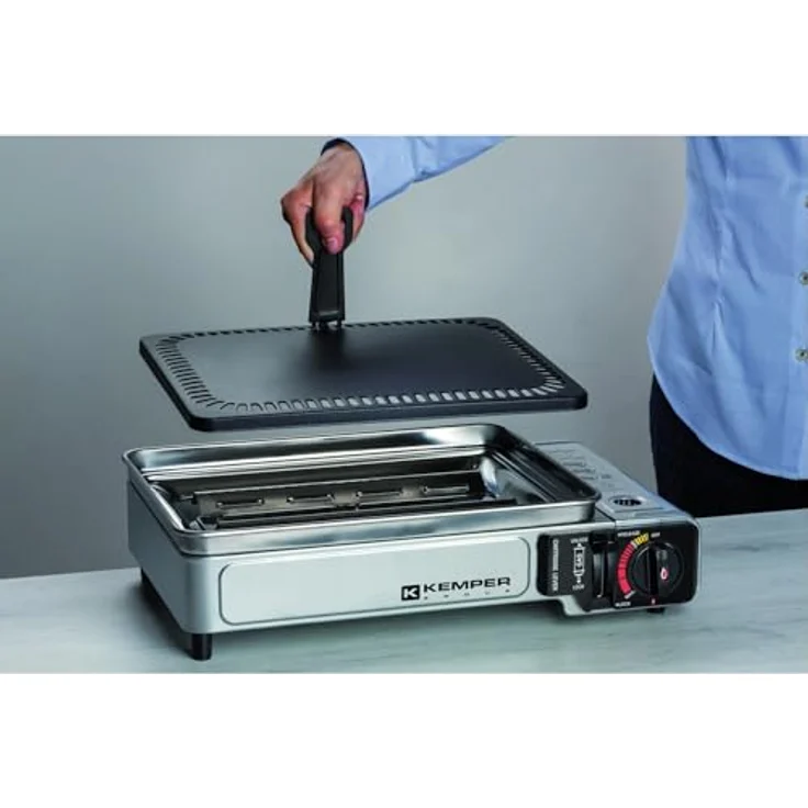 Kemper Gasgrill, tragbar, 2300 W, antihaftbeschichtet, inkl. Transportkoffer – Bild 3