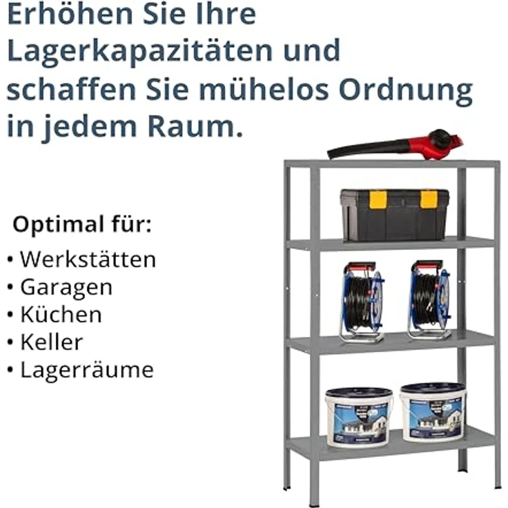 Schulte Regalwelt Lagerregal mit 4 PowerMAX-Fachböden, 180x80x40cm Regalsystem, Steckregal mit einfacher Montage ohne Verschrauben, Traglast je Boden bis zu 65 Kg (bis zu 260 Kg Gesamttraglast) - 4056397005575 – Bild 5