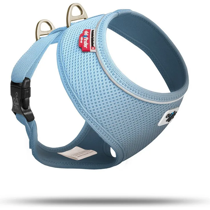 Curli Hunde-Geschirr Basic Air-Mesh skyblue, verstellbarer Brustgurt, reflektierender Saum