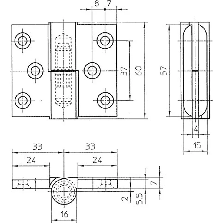 Solido Türband Scharnier, Zylinderband Aufschraubscharnier, Höhe 60mm, DIN links, vernickelt – Bild 2