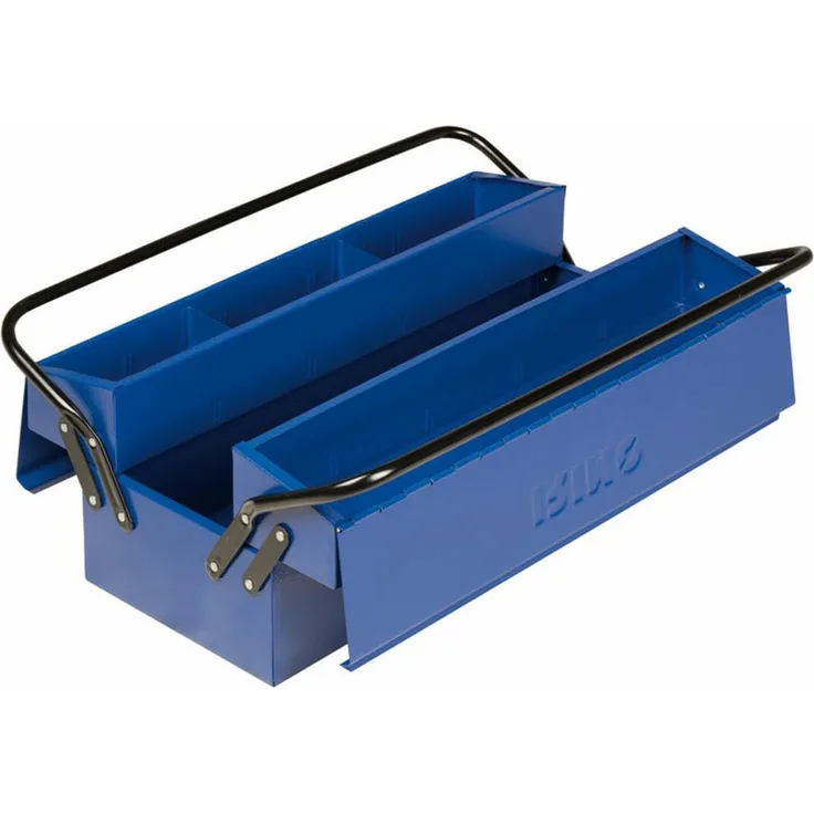 Irimo Werkzeugkoffer, Werkzeugbox mit festem Handgriff, 3 Fächer, Metallblech, abschließbar, 500 x 210 x 190