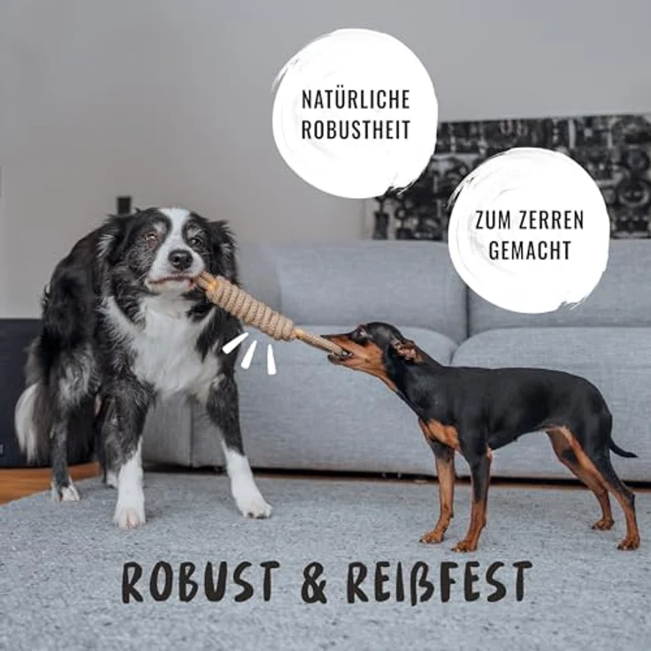 Rudelkönig Hundespielzeug Seil 3er Set, Zerrspielzeug aus 100% natürlicher Baumwolle, robust und umweltfreundlich – Bild 3