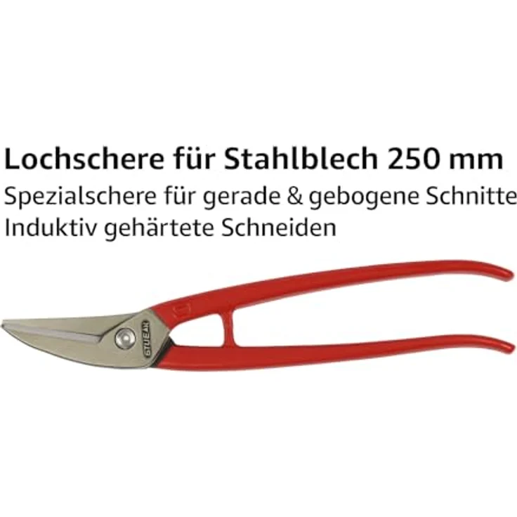 STUBAI Lochschere links 250 mm | Metall/Stahlblech | einfache gerade und kreisförmige Schnitte | Figurenschere | Lochschere – Bild 4