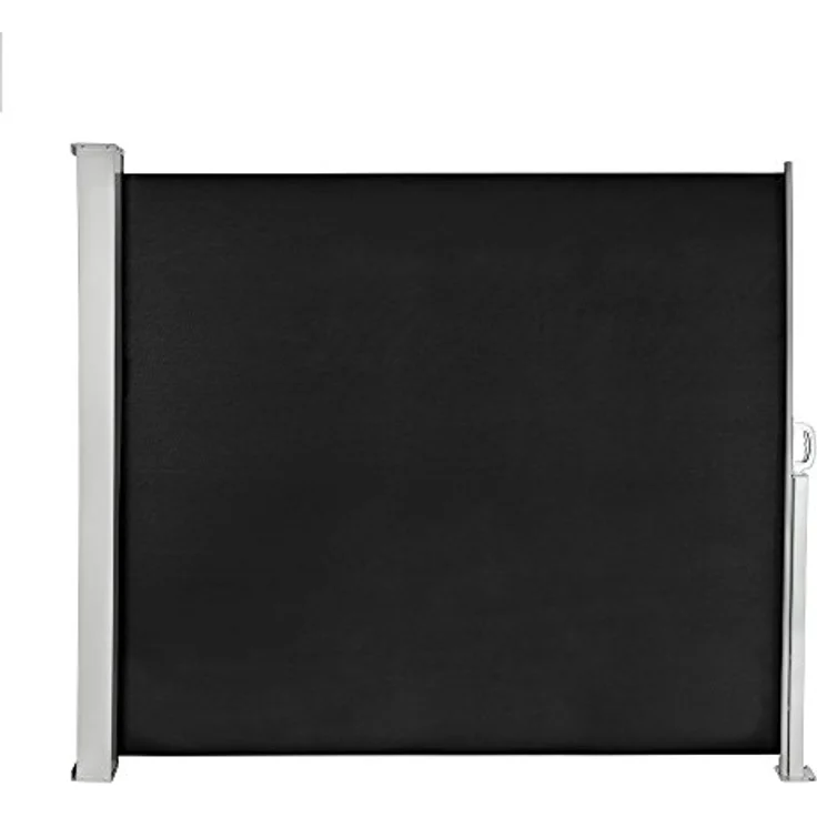 Mucola Seitenmarkise ausziehbar Sichtschutz blickdicht Seitenrollo Wandhalterung Sichtschutzwand Windschutz - Schwarz 160x300 cm – Bild 2