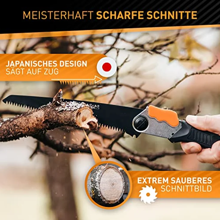 HARDTWERK Klappsäge ALPHA Astsäge 210mm mit Safety Lock, SK5 Karbonstahl, inklusive S-Karabiner für Garten, Outdoor und Bushcraft – Bild 2