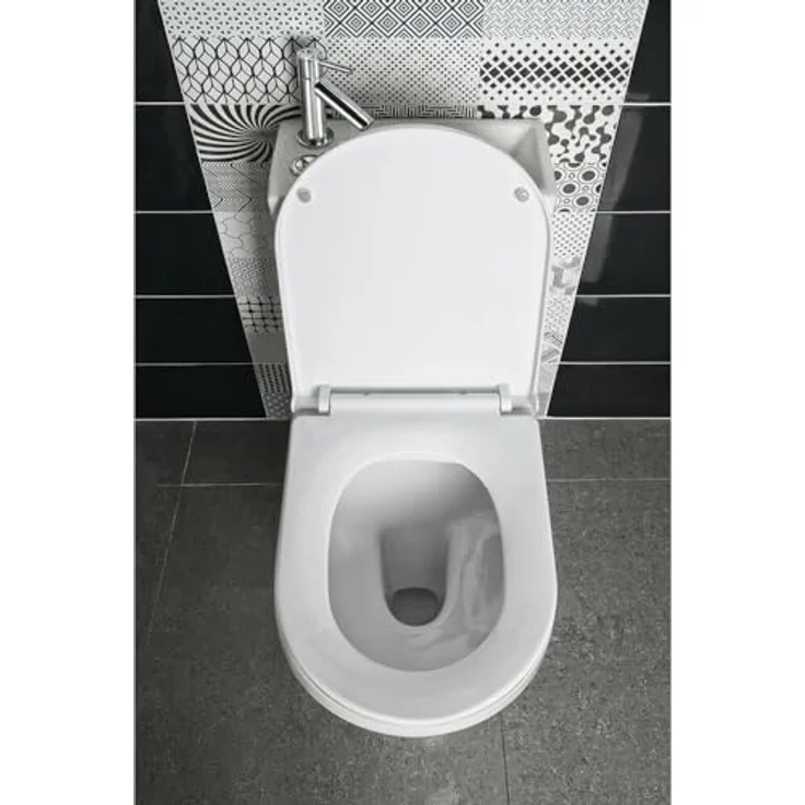 HAK HYGIE Kombi-WC mit Waschbecken, Abgang senkrecht/waagerecht, Weiß, Komplett-Set ohne Armatur – Bild 2