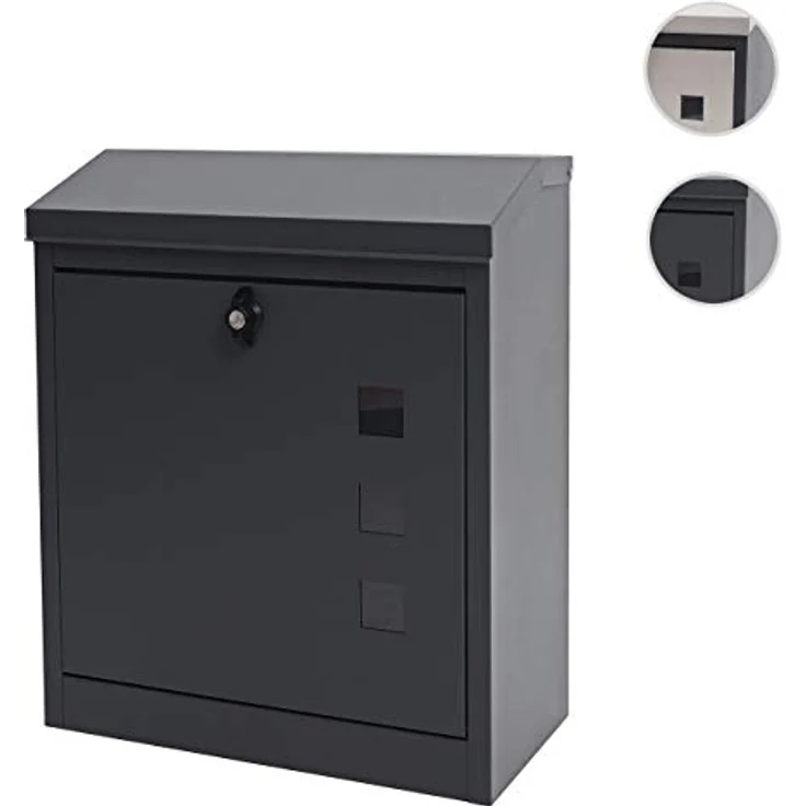 PROREGAL XXL Briefkasten, abschließbar, pulverbeschichtet, schwarz-Edelstahl, HxBxT 52x44x25cm, geeignet für Päckchen und Büchersendungen – Bild 9