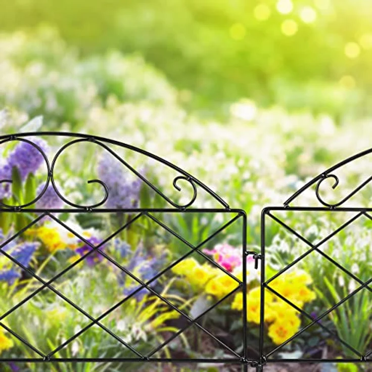 relaxdays Beetbegrenzung 6-tlg. Beetzaun aus Metall, Vintage-Look, Schwarz - Preisvergleich – Bild 5