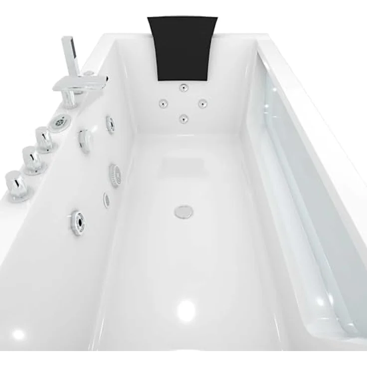AcquaVapore Whirlpool W83R-C, 180x90x55cm, mit Reinigungsfunktion, 2-Personen, Acryl, 1100W Pumpen, Radio und Lichttherapie – Bild 9