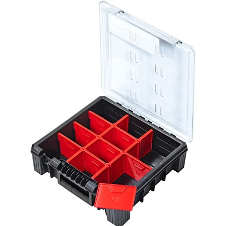 ADB Kleinteilemagazin Sortimentskasten HD 400, Organizer mit 11 Fächern, schwarz/rot, 389x400x110 mm – Bild 2