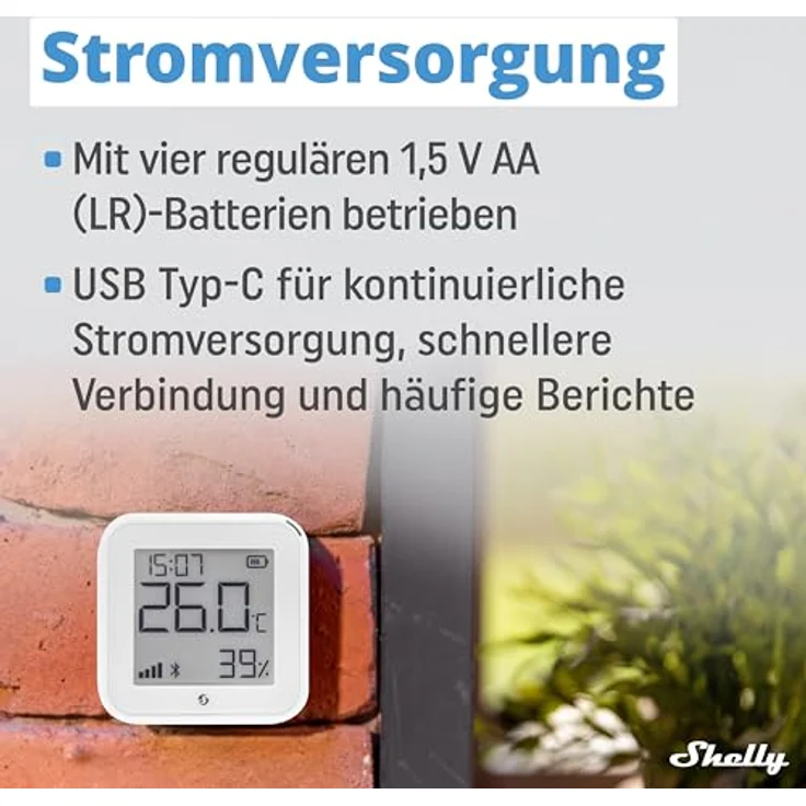 Shelly H&T Gen 3 Ivory, Thermometer und Hygrometer zur präzisen Raumklimakontrolle, Weiß – Bild 5