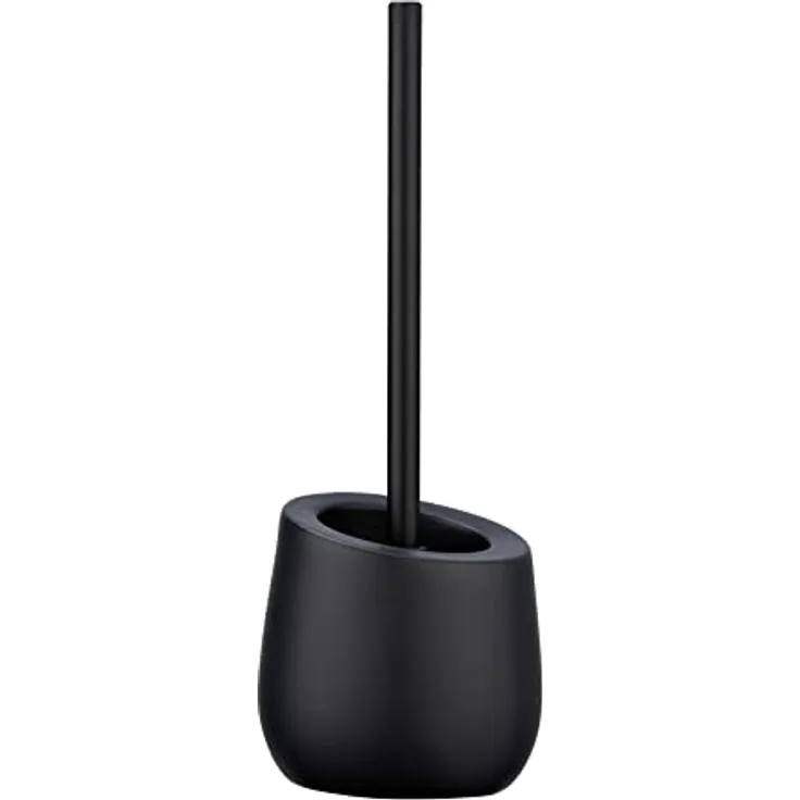 WENKO WC-Garnitur Badi Schwarz, hochwertige Keramik mit matter Oberfläche, inkl. WC-Bürste mit Silikon-Bürstenkopf und Anti-haft-Wirkung