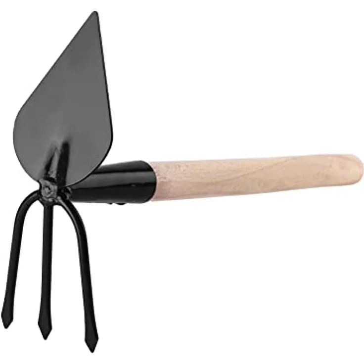 Garronda Unkrauthacke gespitzt mit Harke Gartenhacke klein Handhacke mit Rechen Doppelhacke Handhacke Hacke mit Zwei Köpfen GD-0007 (Unkrauthacke: Schwarz, Herzform)
