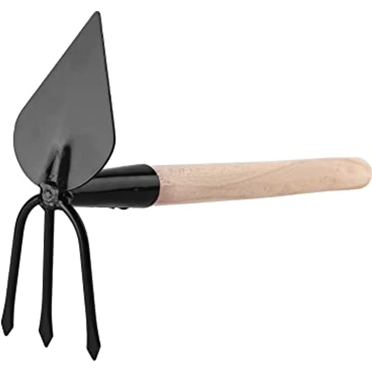 Garronda Unkrauthacke gespitzt mit Harke Gartenhacke klein Handhacke mit Rechen Doppelhacke Handhacke Hacke mit Zwei Köpfen GD-0007 (Unkrauthacke: Schwarz, Herzform) – Bild 1