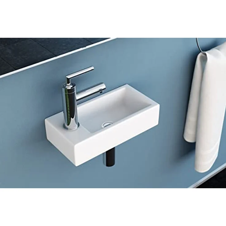NEG Waschbecken NEG Hänge-Waschbecken Uno41H extra klein mit Monta (41H) - Ultrakompaktes Design, Nano-Beschichtung, weiß – Bild 4
