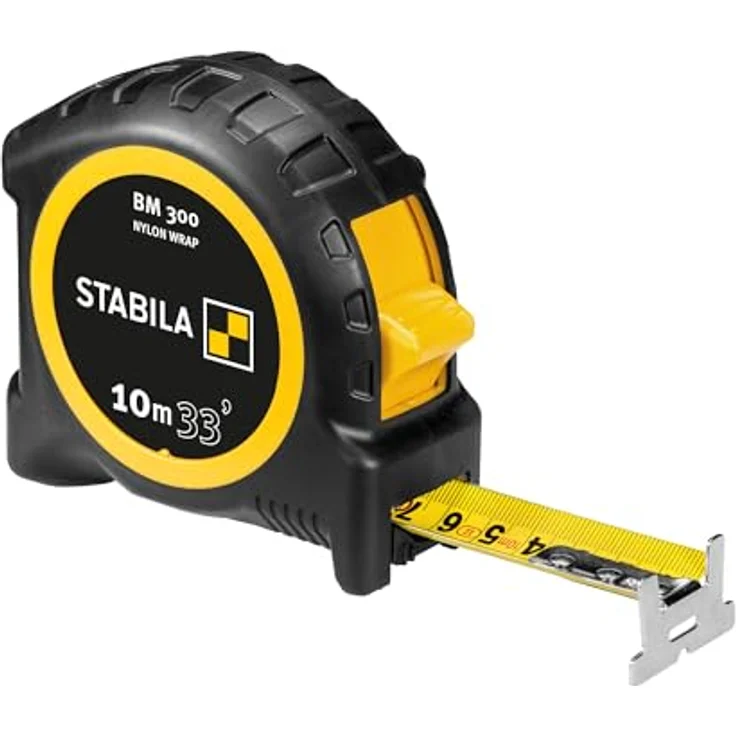 Stabila Taschenbandmaß BM 300, 10 m (33'), cm/inch-Skala, extrem robust, widerstandsfähig, funktional, praktisch, sicher