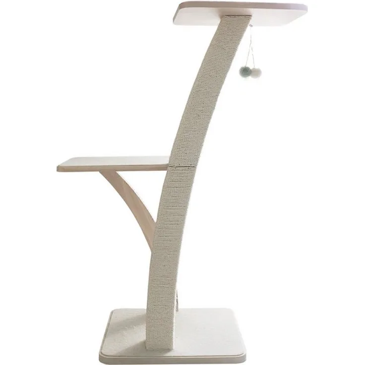 PetRhein Kratzbaum Massivholz XL Coconut Series, Natürlicher Sisal, Waschbare Matten, 18kg, 60x45x137cm