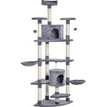 Pawhut Katzenbaum Ecke Kratzbaum Spielbaum Katzenkratzbaum Katzen Kletterbaum Hellgrau 200 cm