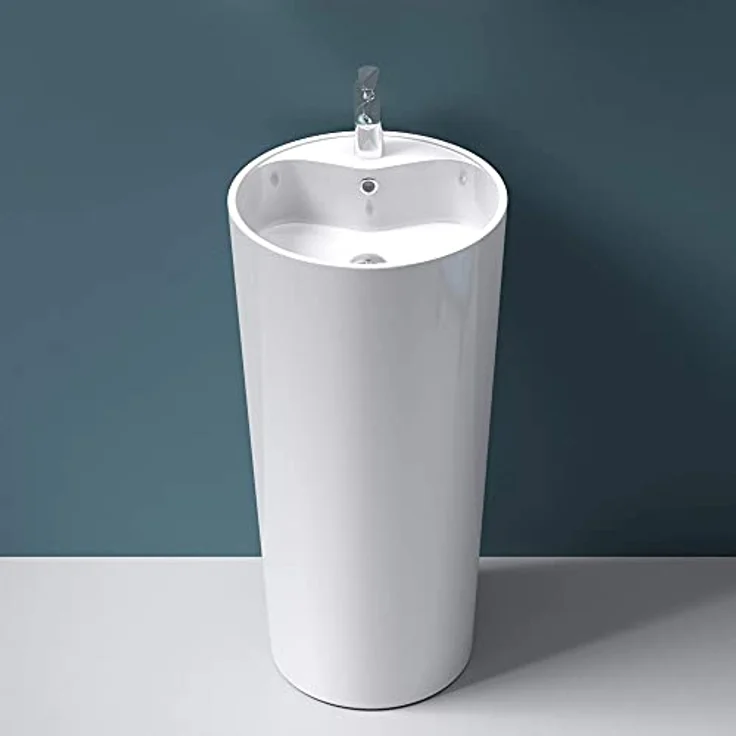Mai & Mai Waschbecken Design Standwaschbecken Col35 Mineralguss Standwaschtisch - für alle DIN-genormten Ablaufgarnituren, einfache Montage - weiß – Bild 5