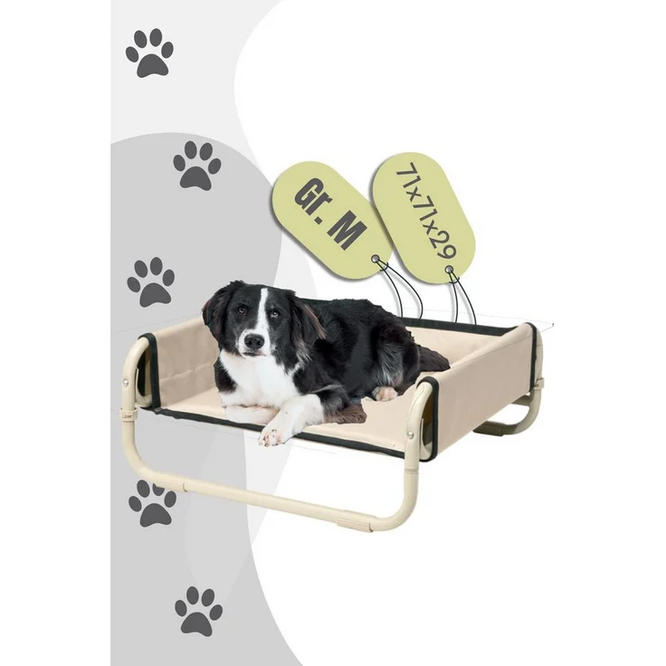 MAELSON Soft Bed faltbares Hundebett - Beige, erhöhte Liegefläche, stabiler Stahlrohrrahmen, maschinenwaschbar