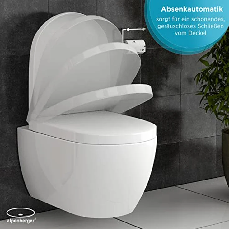 Alpenberger Dusch WC Toilette aus Keramik | Hänge WC Spülrandlos mit Bidet & Toilettendeckel mit Absenkautomatik | Taharet WC | Kloschüssel Passend zu Geberit (Diamond 7101) – Bild 3