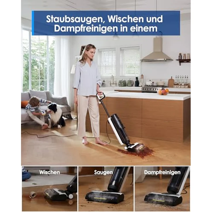 Tineco iFLOOR 5 Steam Nass Trockensauger, 120℃ Hochtemperatur-Dampf, Selbstreinigung Nasssauger, Hartholz bodenreiniger – Bild 2