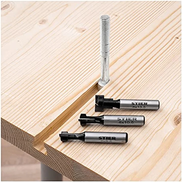 STIER T-Nutfräser-Set 3-teilig M5 M6 und M8 Schrauben, 8 mm Schaft, für Oberfräsen, T Nut Fräser, T Nutfräser - Preisvergleich – Bild 2