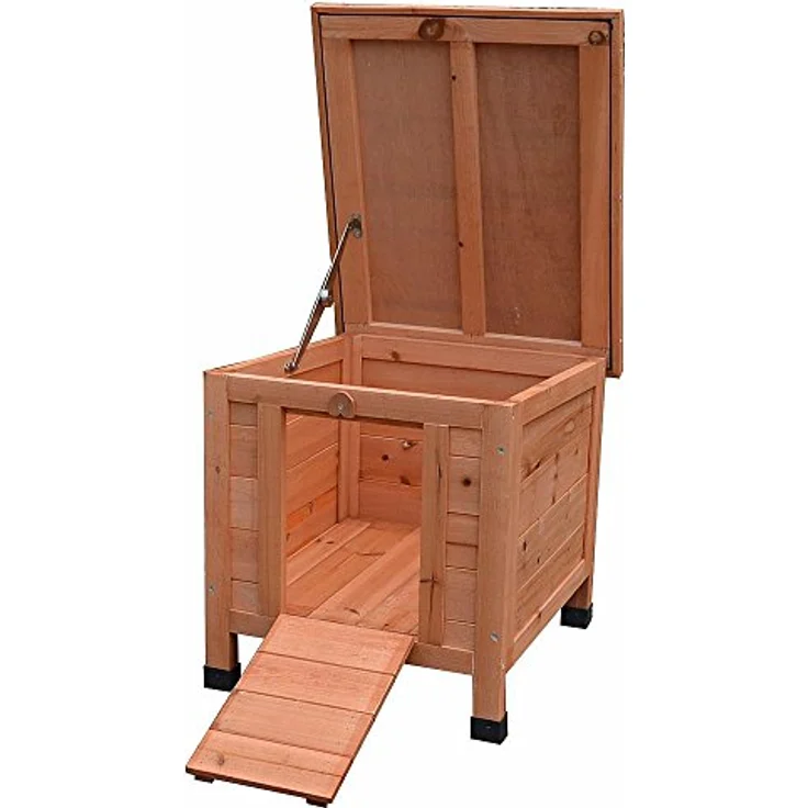 Melko Katzenhaus 50 x 45 x 43 cm mit klappbarem Deckel und Rampe, Winterfest – Bild 2