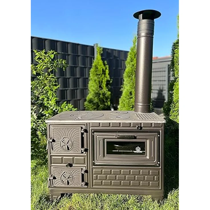 Homeparadise Outdoor-Küchenofen Terrassenofen Kuzine Soba/Gartenküche Holzofen Ofen mit Holzkohle (Brennkammertür: Guss), Schwarz / Anthrazit – Bild 1
