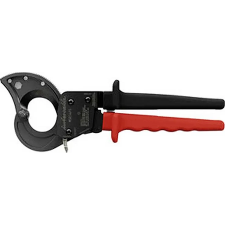 Intercable MSR34FS 185547 Kabelschere, geeignet für Alu- und Kupferkabel bis 34mm, ergonomische Griffe in rot und schwarz, gratfreies Schneiden