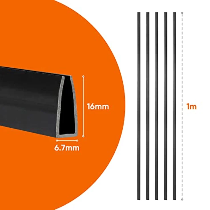 Sekey PVC Zaunschiene Abdeckprofil 5pcs x 1m, Schutzzubehör für PVC Sichtschutzmatte, 1 m/Wurzel, 5er Set, Anthrazit – Bild 5
