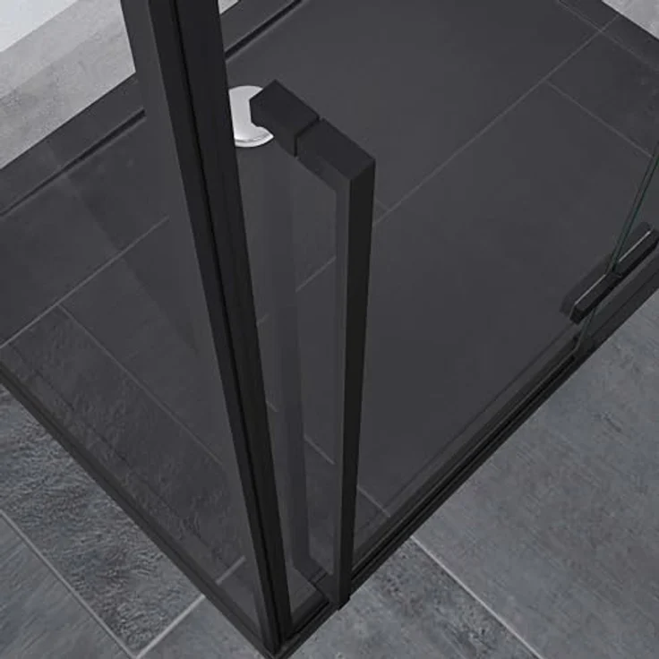 Mai & Mai Duschkabine Rav64, Eckdusche 80x100cm mit 6mm ESG-Sicherheitsglas, Schwarz, inkl. NANO-Beschichtung und Handtuchhaken – Bild 4