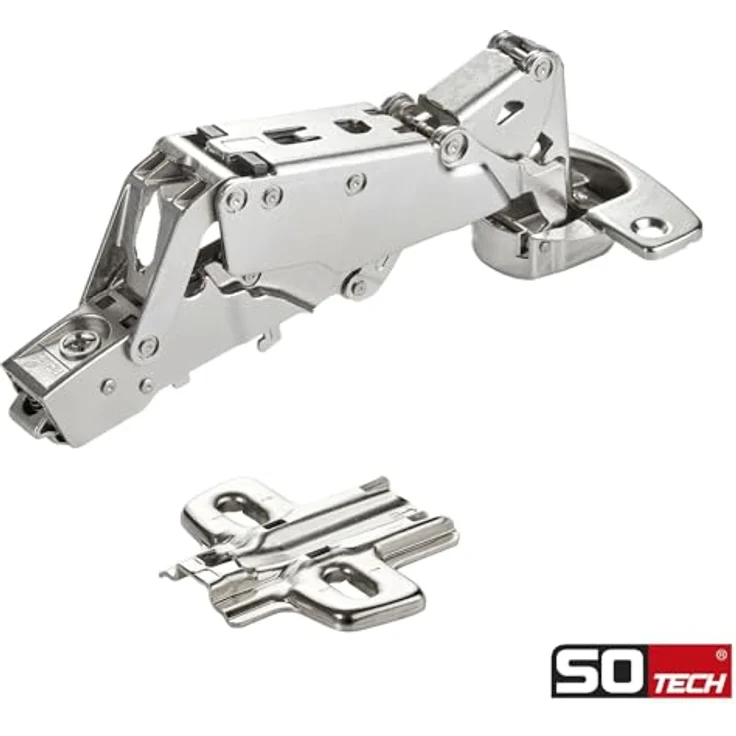SOTECH Weitwinkelscharnier 165° Sensys 8657i Eckanschlag (vorliegend) Null-Einsprung, Soft-Close und Schließautomatik, Schnellmontage inkl. Montageplatte Höhe 0 mm – Bild 2