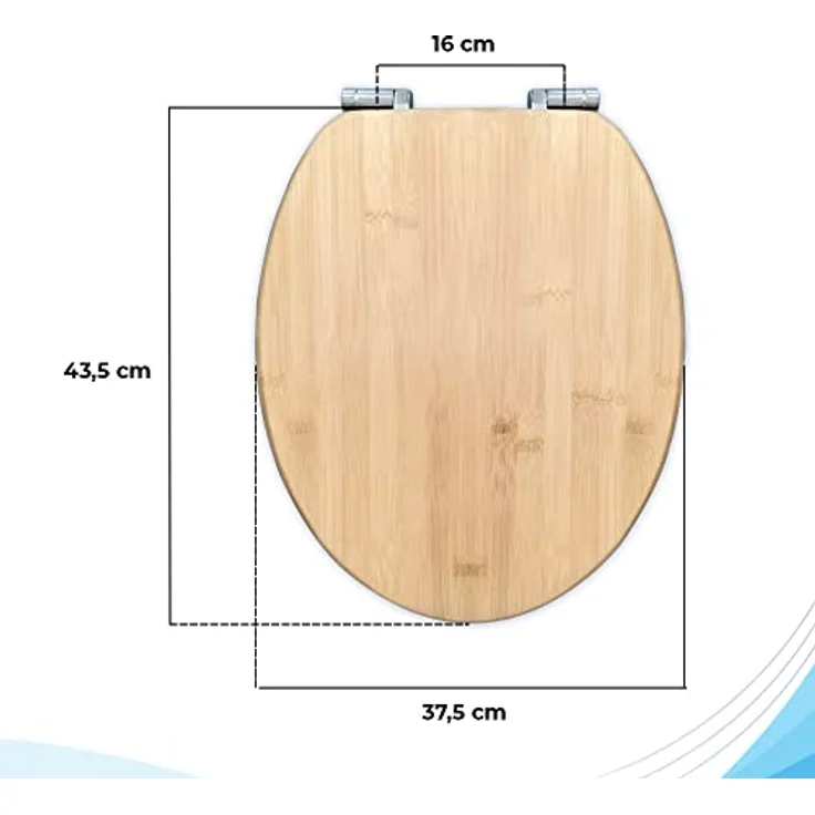 Bath4U WC Sitz aus Bambus, Soft-Close mit Absenkautomatik, 37,5 x 43,5 cm, bis 150 kg Belastbarkeit – Bild 3