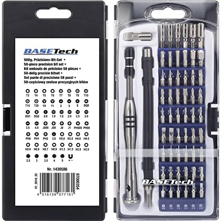 Basetech 1430586 Bit-Set 58teilig Schlitz, Kreuzschlitz Phillips, Innen-Sechsrund (TX), Sechsrund BO, Innen-Sechskant, – Bild 4