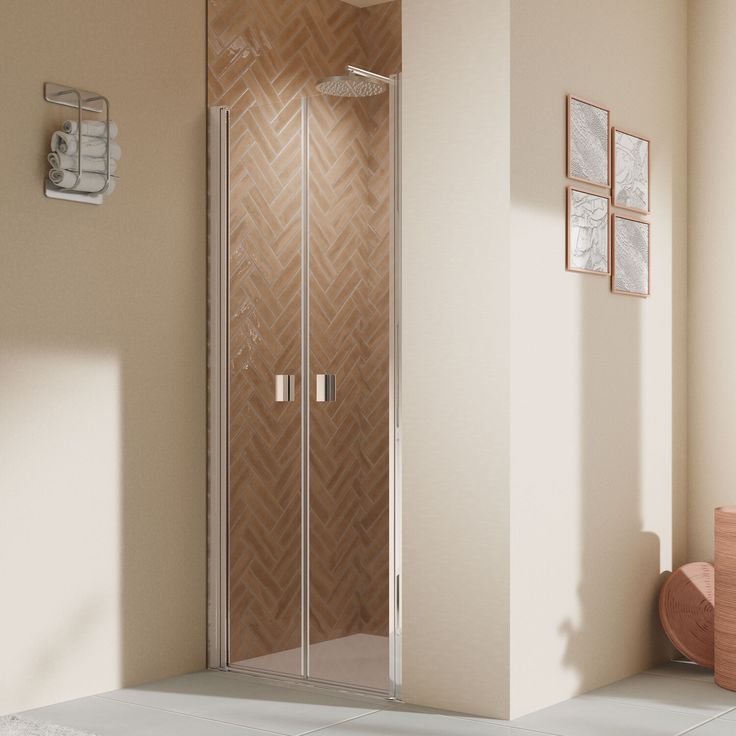 Breuer Nischendusche 'Elana 2.0' mit Pendeltür chromfarben 80 x 200 cm, 6 mm Sicherheitsglas, eckige Profile