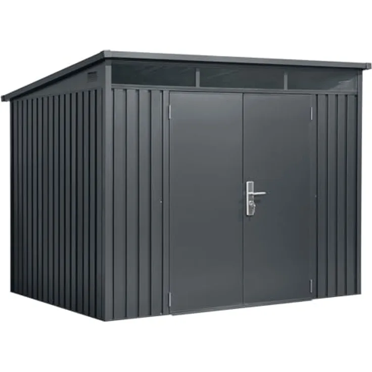 osoltus Premium Metall Gerätehaus Skylight 8.6㎡ 307cm x 280cm - Grüne Gartenlaube mit rostfreiem Metallkonstrukt