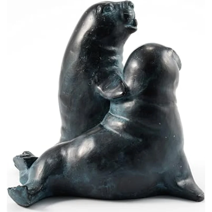 Esotec Wasserspeierfigur Seehunde-Paar, wetterfeste Teichstatue aus Polyresin, inklusive Silikonschlauch, 260 x 160 x 220 mm – Bild 3