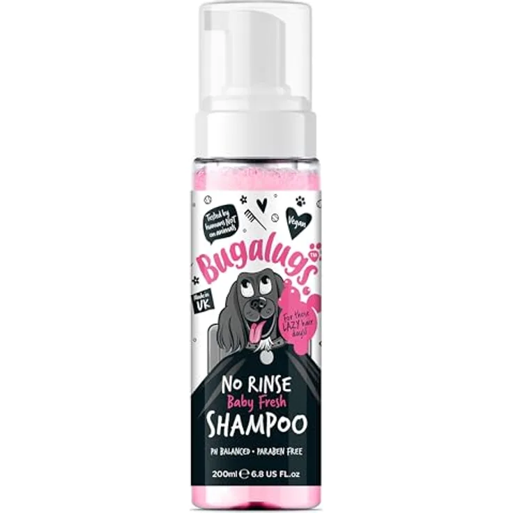 Bugalugs Tiershampoo Baby Fresh, Hundeshampoo ohne Wasser (200ml), Trockenshampoo für Hunde, made in UK