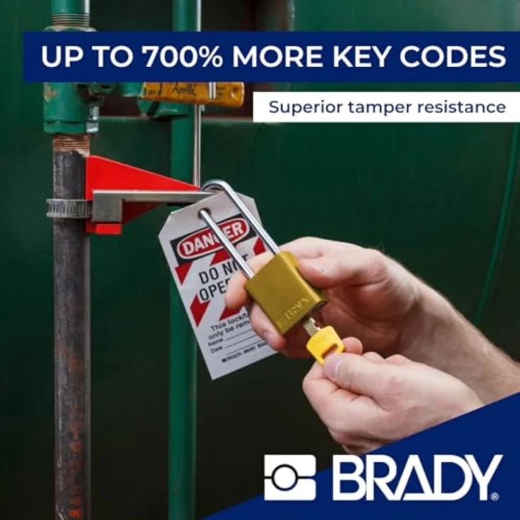 Brady SafeKey Vorhängeschloss Aluminium 6er-Pack - Lockout Schloss mit Schlüssel - Bügelhöhe 38.10 mm - Verschiedenschließend - Silber – Bild 4